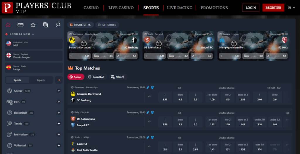 Players Club VIP Betting Section