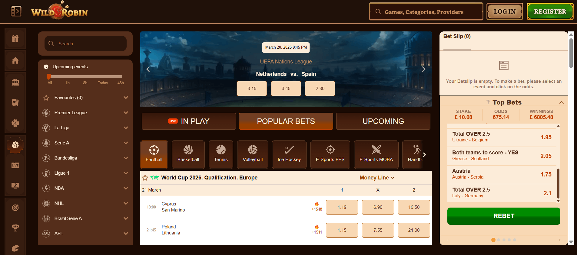 Wild Robin Casino Sportsbook