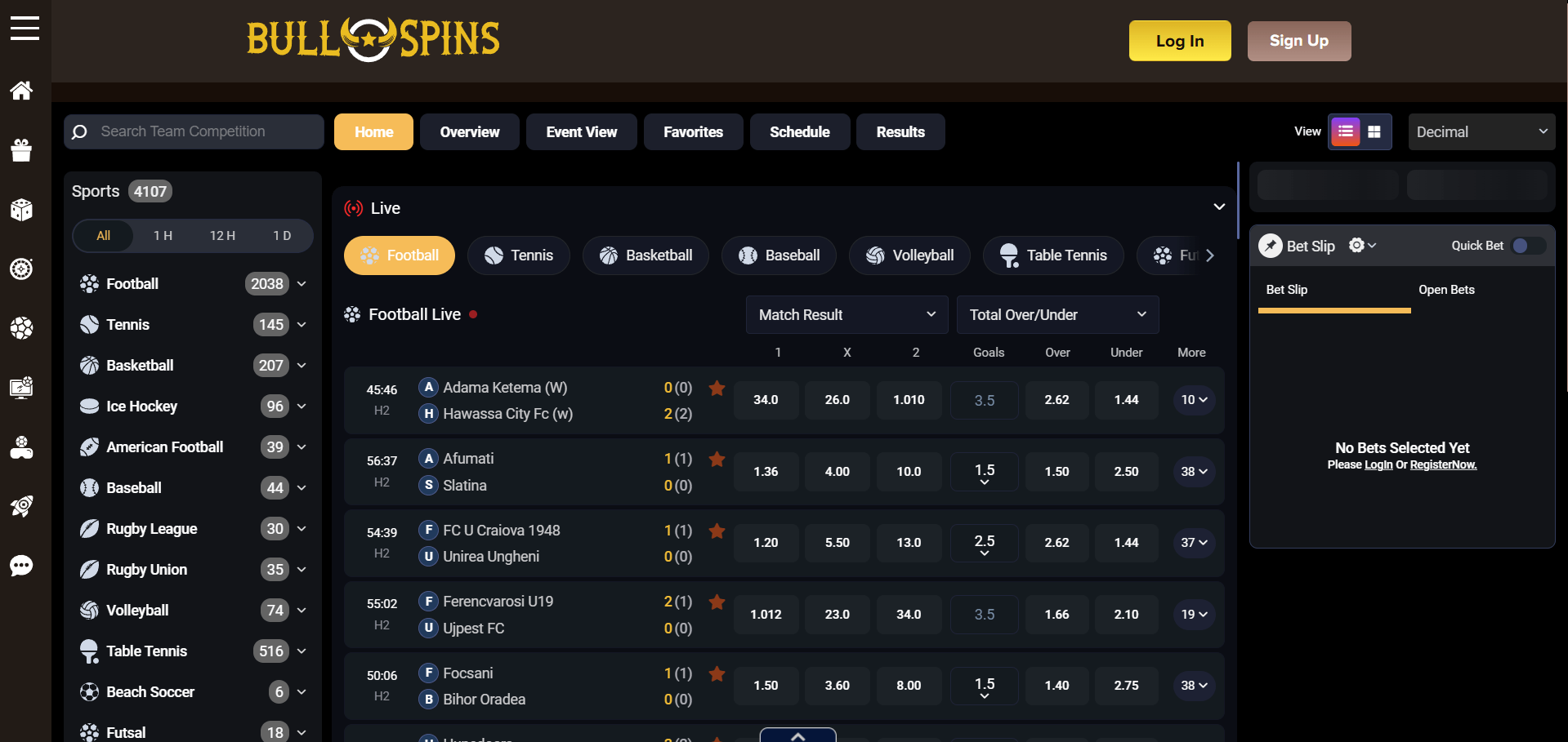 Bull Spins Casino Sportsbook