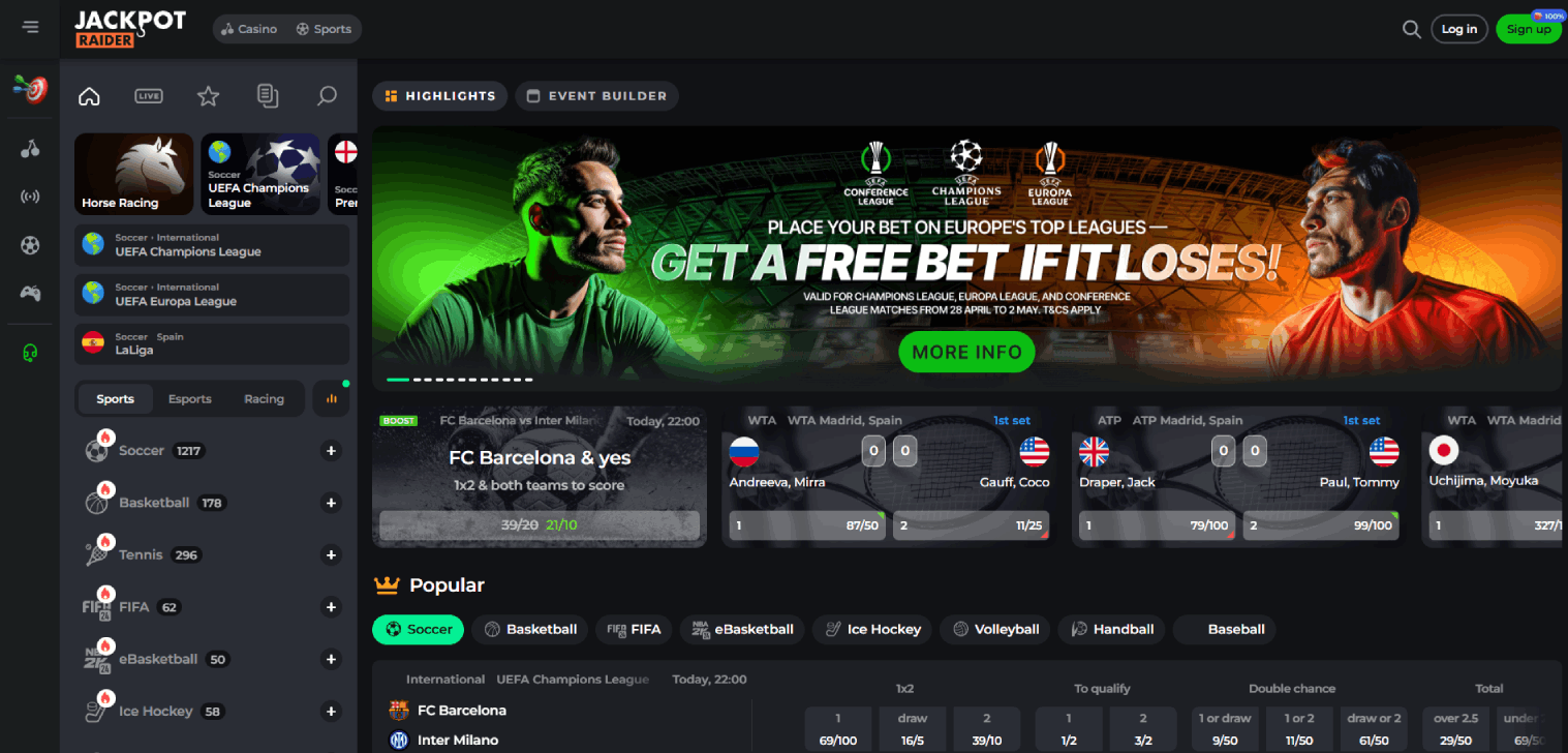 Jackpot Raider Sports Betting Section