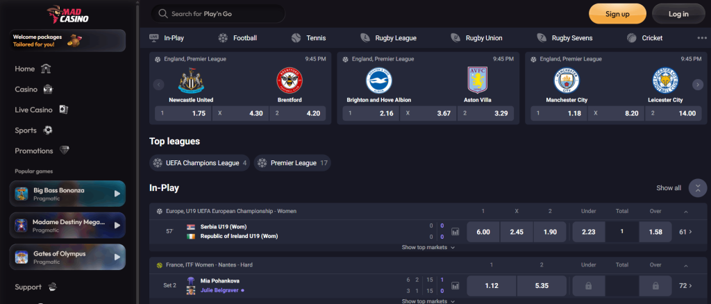 MadCasino Sport Betting Section