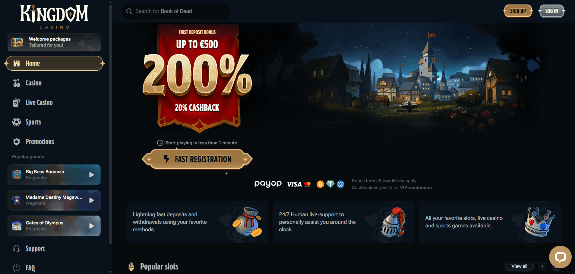 Kingdom Casino Main Page