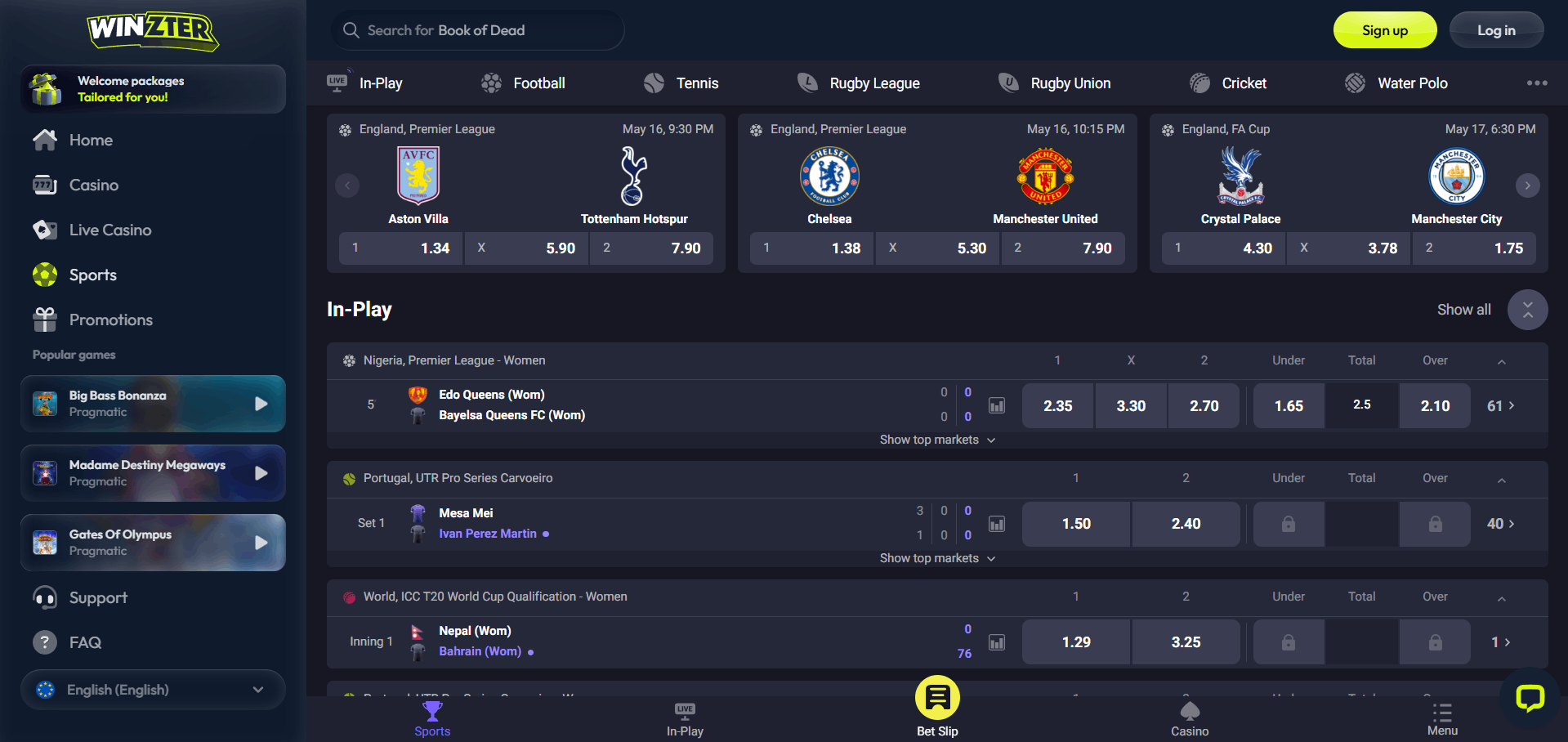 Winzter Sports Betting Section