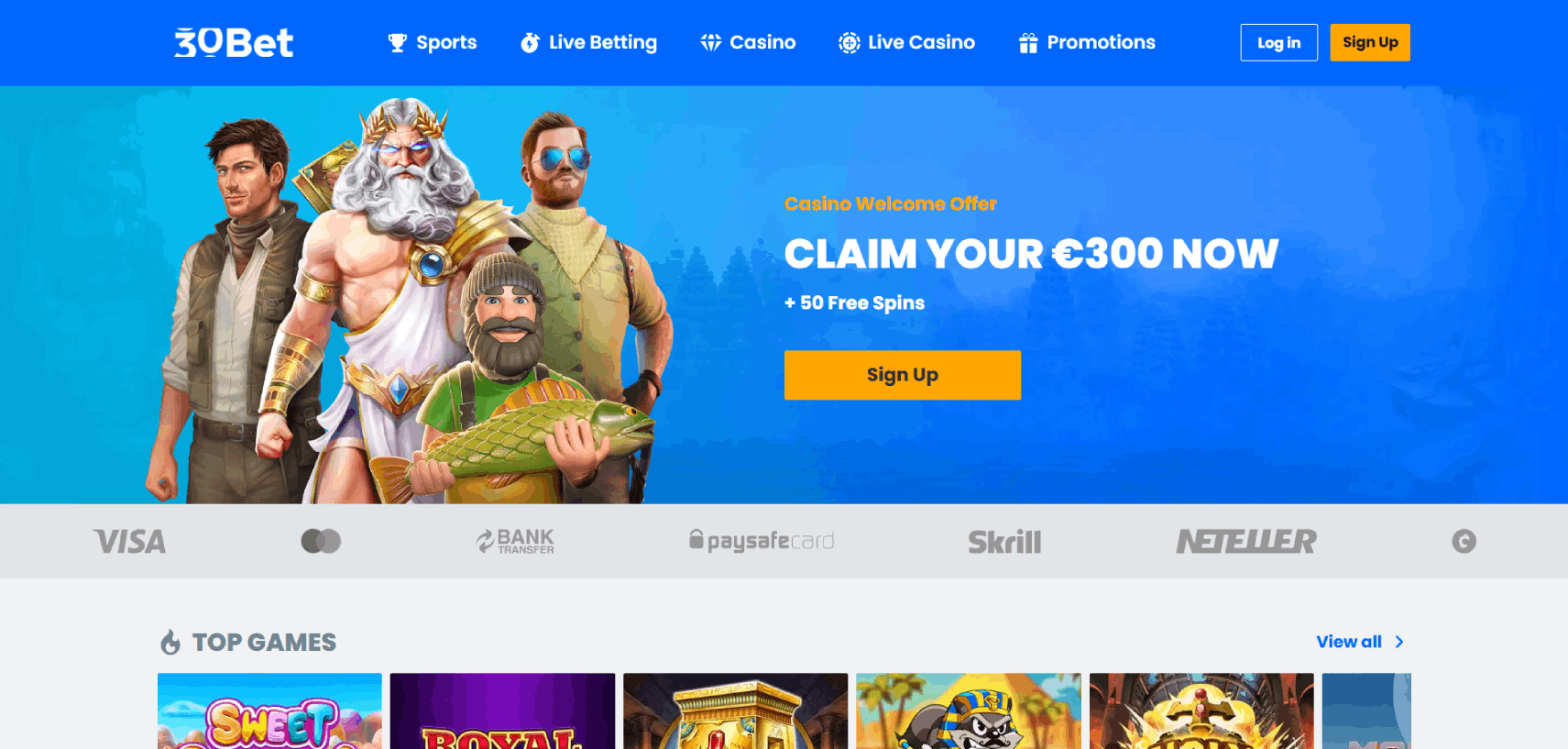 30Bet Casino Main Page