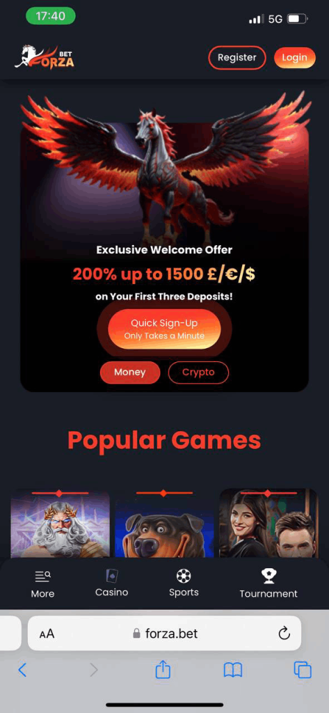 ForzaBet Mobile Gaming Experience