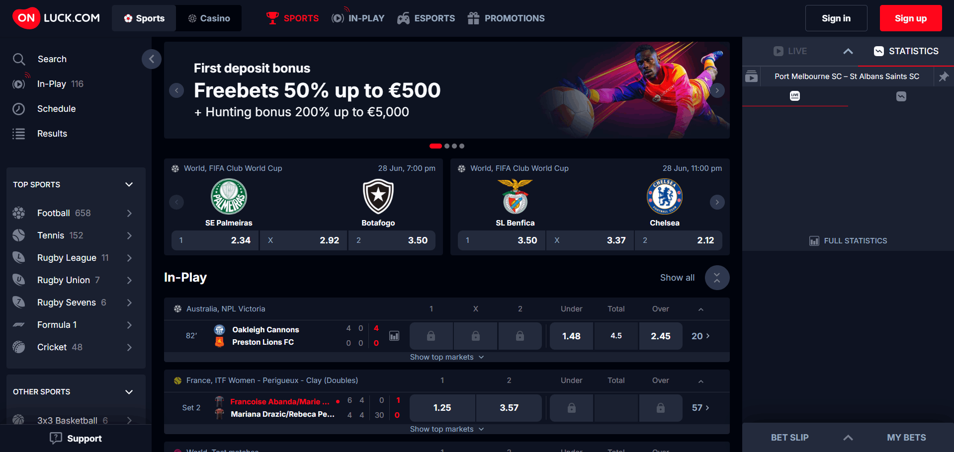 OnLuck Betting Section