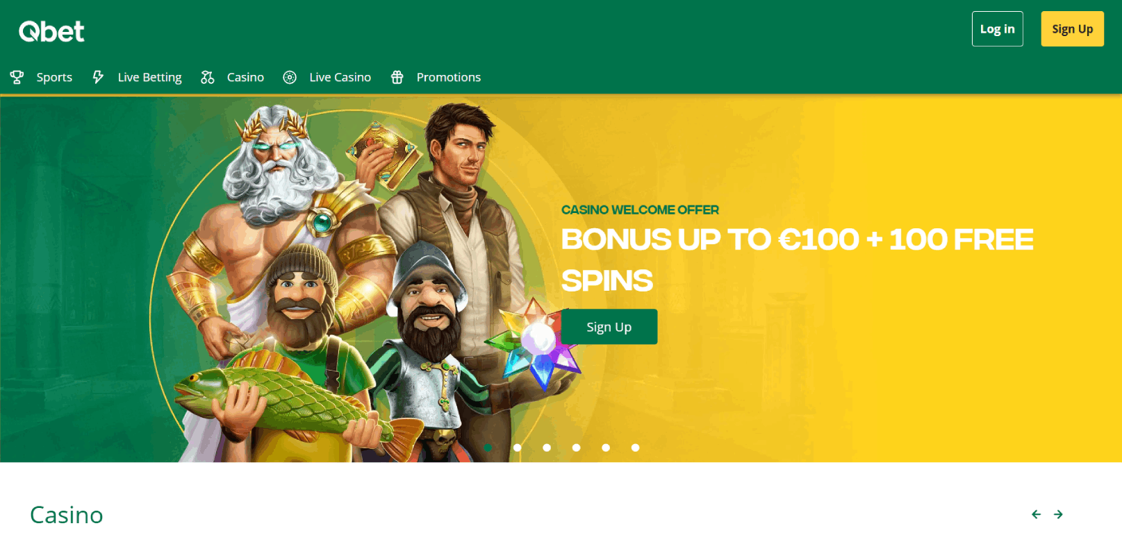 Qbet Casino Main Page