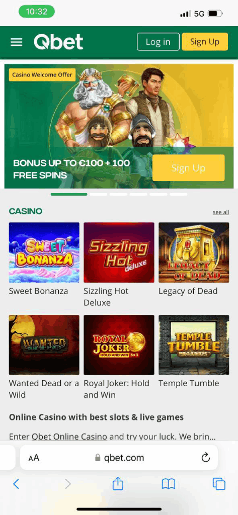 User Experience at Qbet Mobile Online Casino