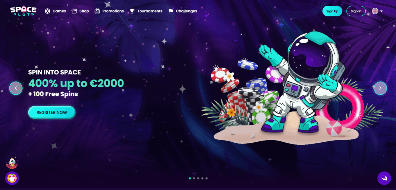 SpaceSlots Casino Main Page