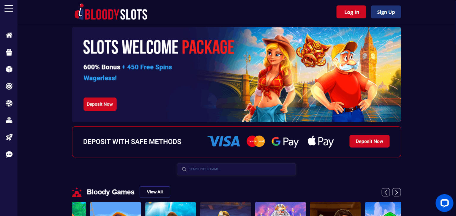 BloodySlots Casino Main Page
