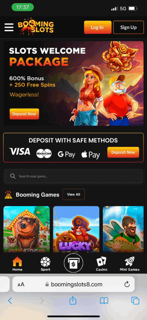 BoomingSlots Casino Mobile Experience
