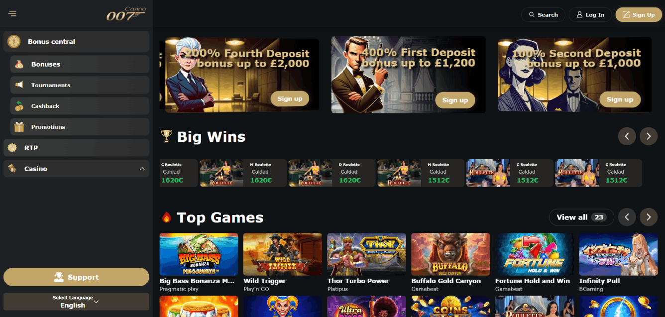 Casino007 main page