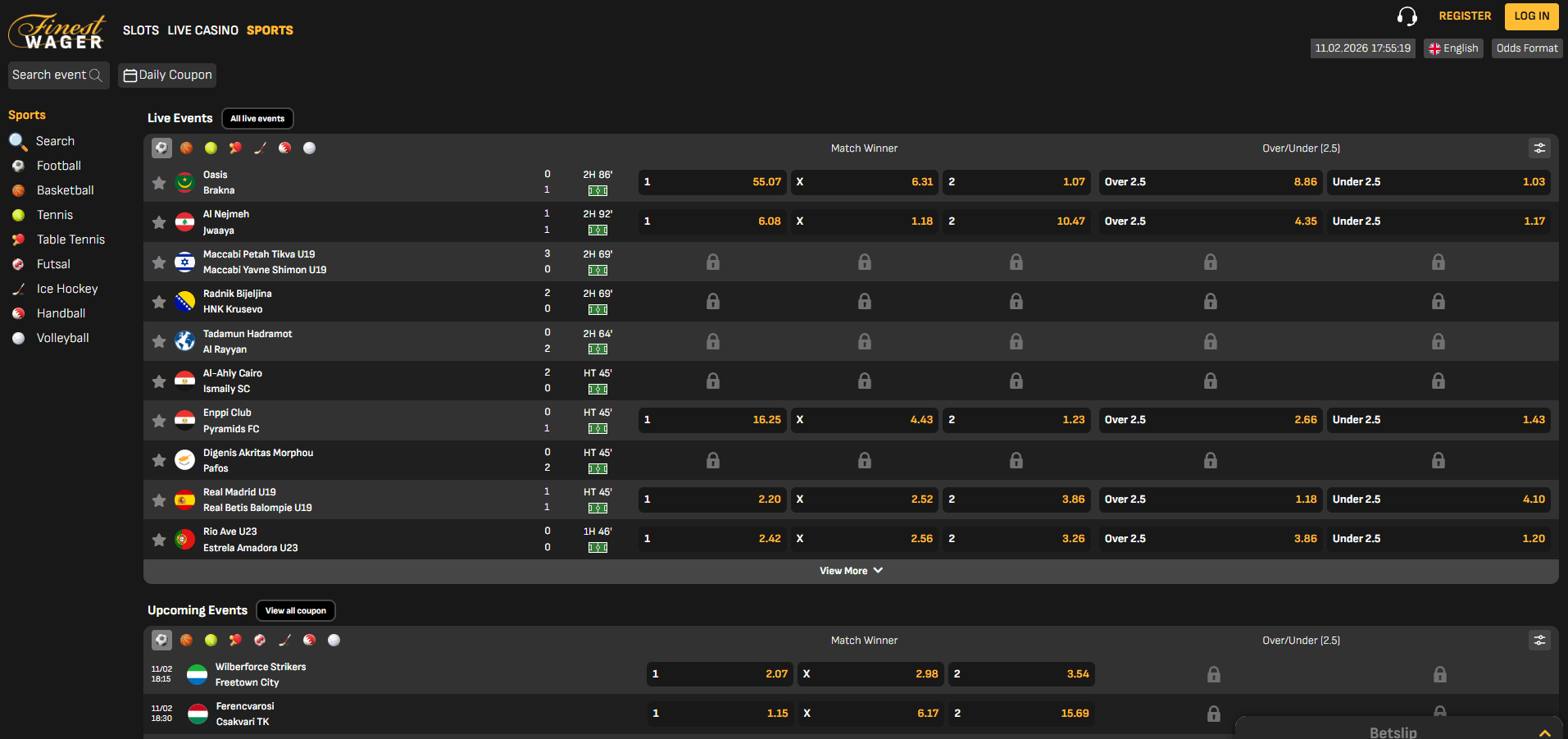 FinestWager Sports Betting Section