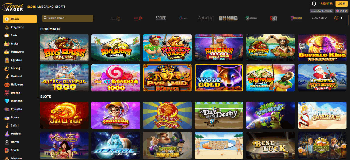 FinestWager Casino Main Page