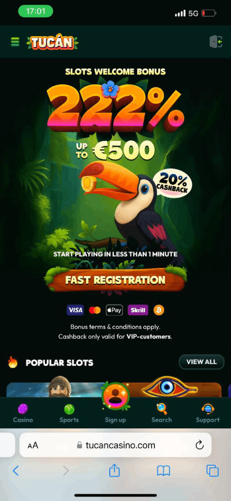 Tucan mobile casino experience