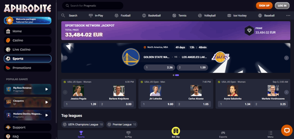 Aphrodite Casino Sports Betting Section