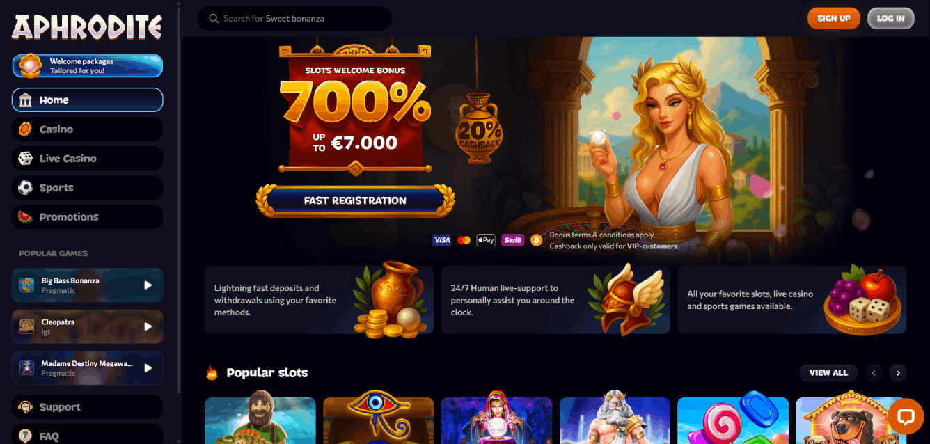 Aphrodite Casino Main page
