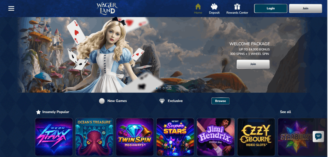 Wager Land Casino Main Page