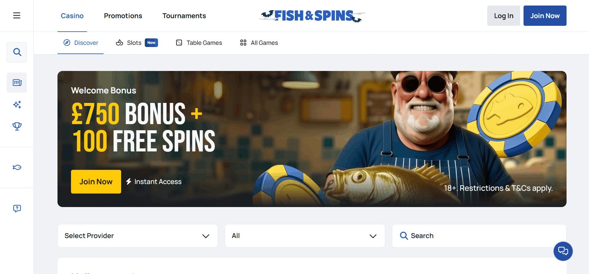 Fish and Spins Casino Main page