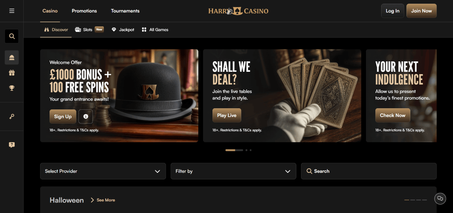 Harry Casino Main page