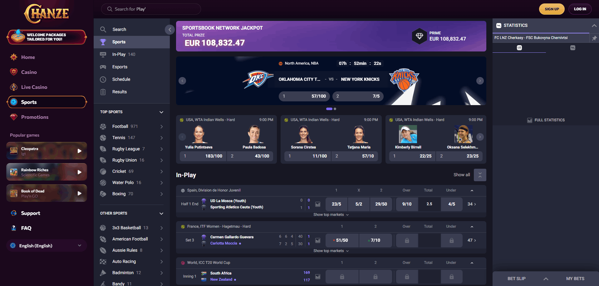 Chanze Sports Betting Section