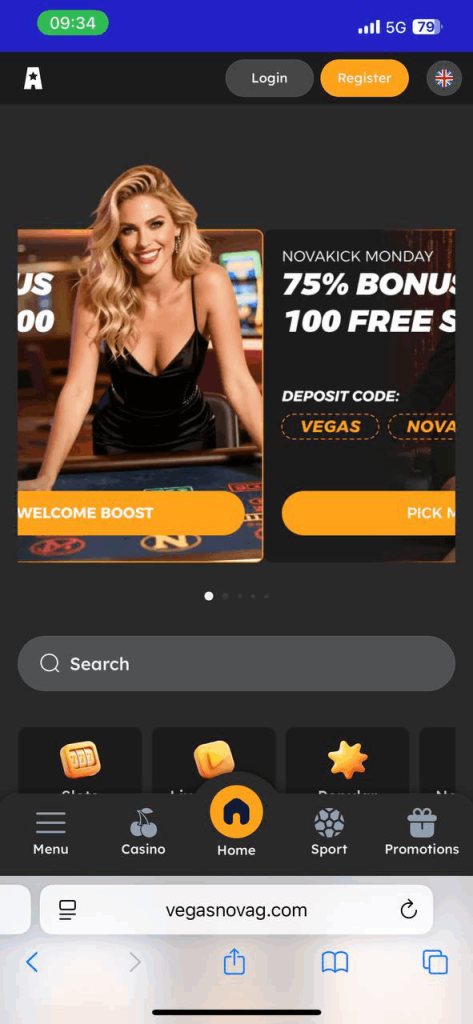 Mobile Experience at VegasNova Casino