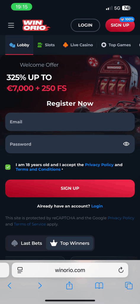 Winorio Mobile Casino