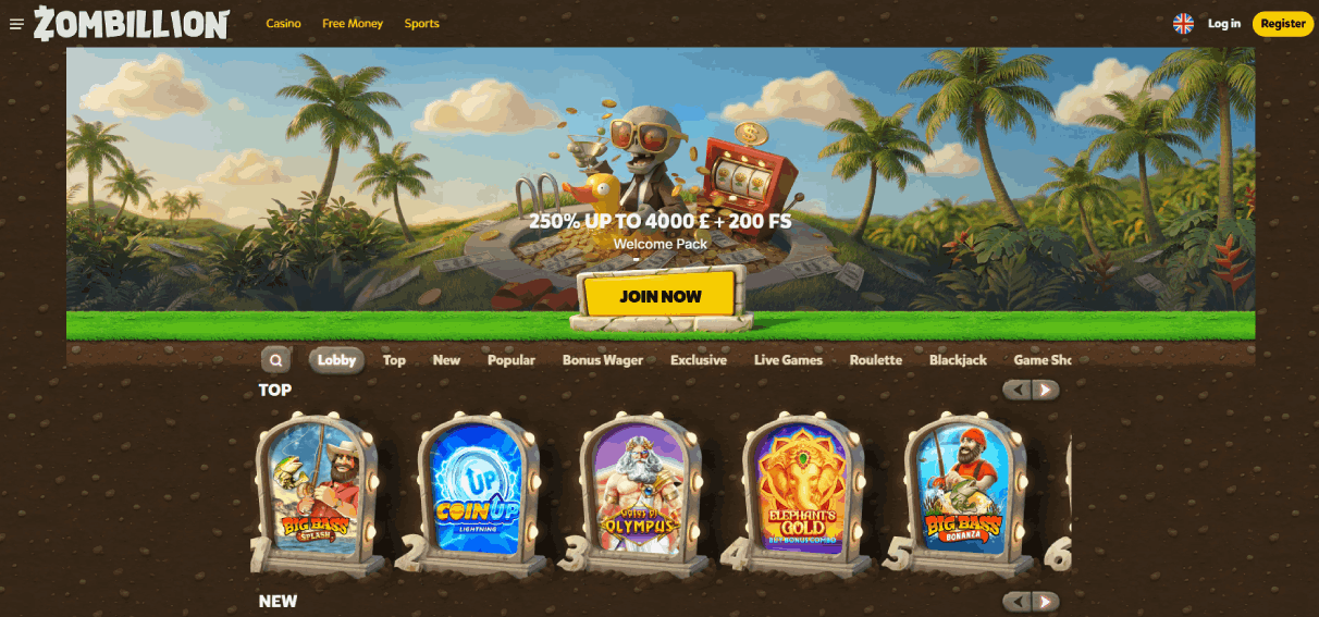 Zombillion Casino Main Page
