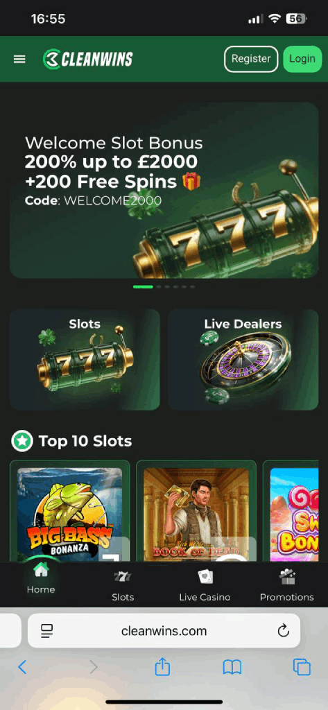 Mobile Experience at Cleanwins Casino