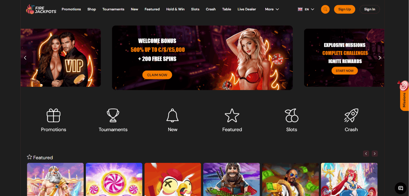 FireJackpots Casino Min page