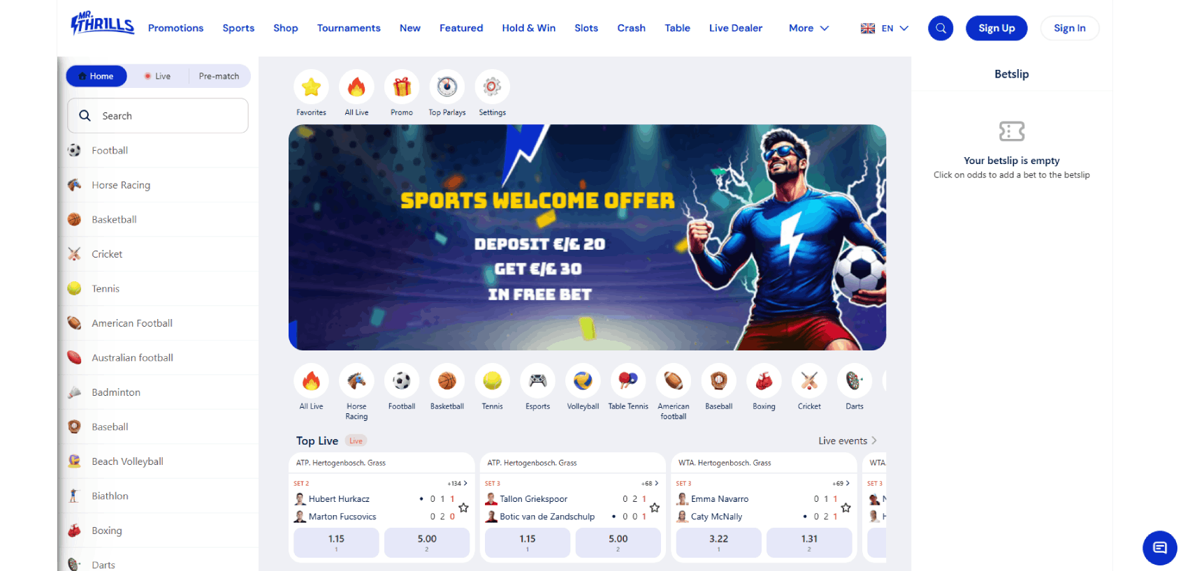 MrThrills Sport Betting Section