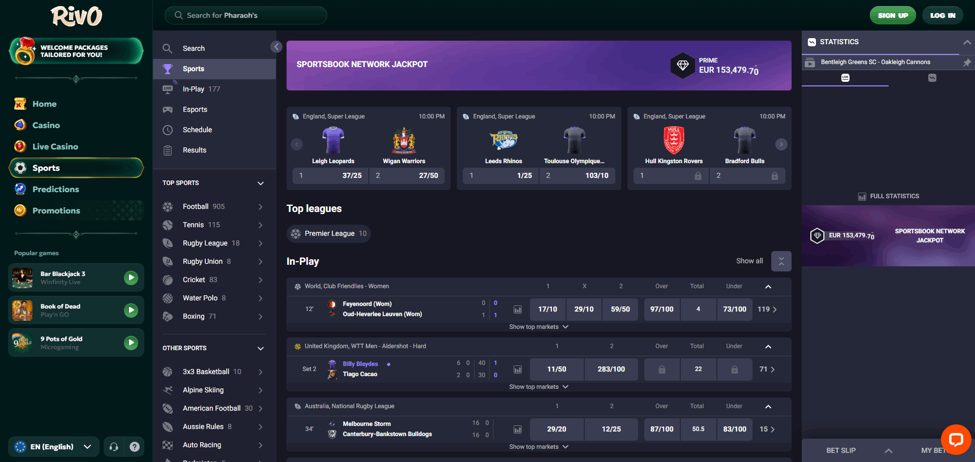Rivo Casino Sports Betting Section
