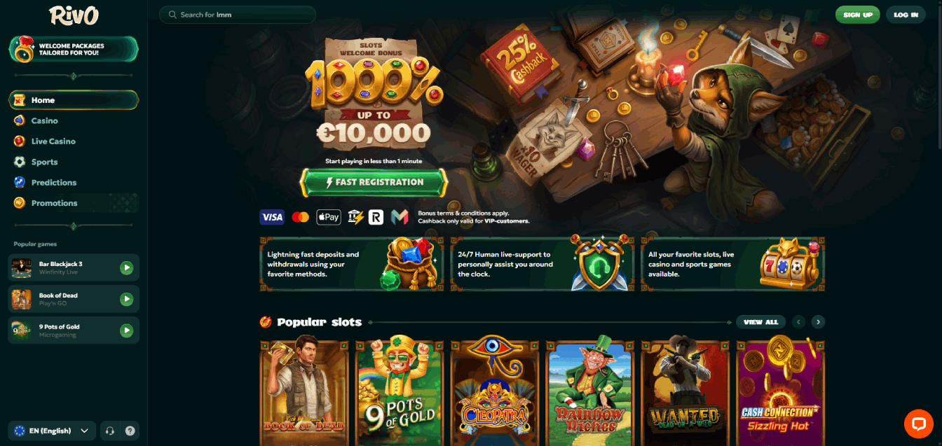 Rivo Casino main page
